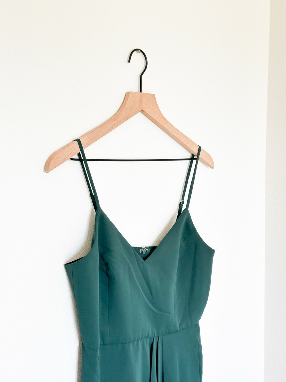 NWT Lulus Elegant Forest Green Formsl Spaghetti Strap Dress - Picture 3 of 4